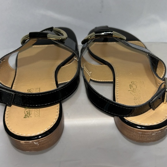 COACH AND FOUR Black Patent Leather Buckle Front Strap Sandal Size 6.5 - Picture 4 of 10